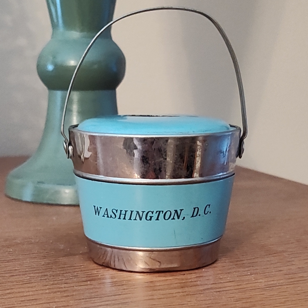 Vintage Tin Basket Coin Bank - Washington D.C.